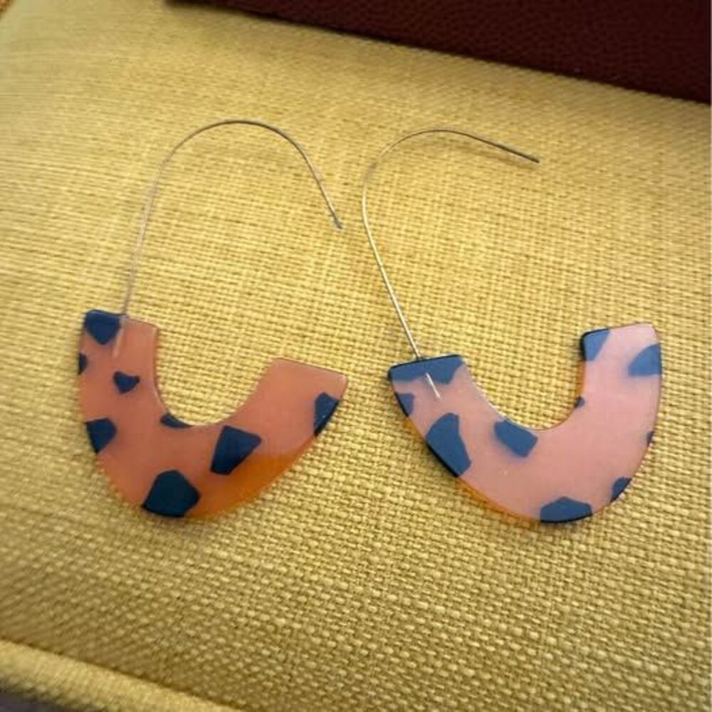 Anthropologie Acrylic Tortoise Shell Arch Earrings